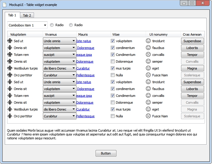 MockupUI - Table widget example